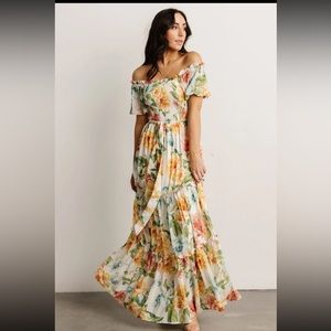 Britney Tiered Maxi Dress - Ivory Floral - Small